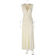 Ruched V Neck Sleeveless Maxi Dress GLAG D6421524H