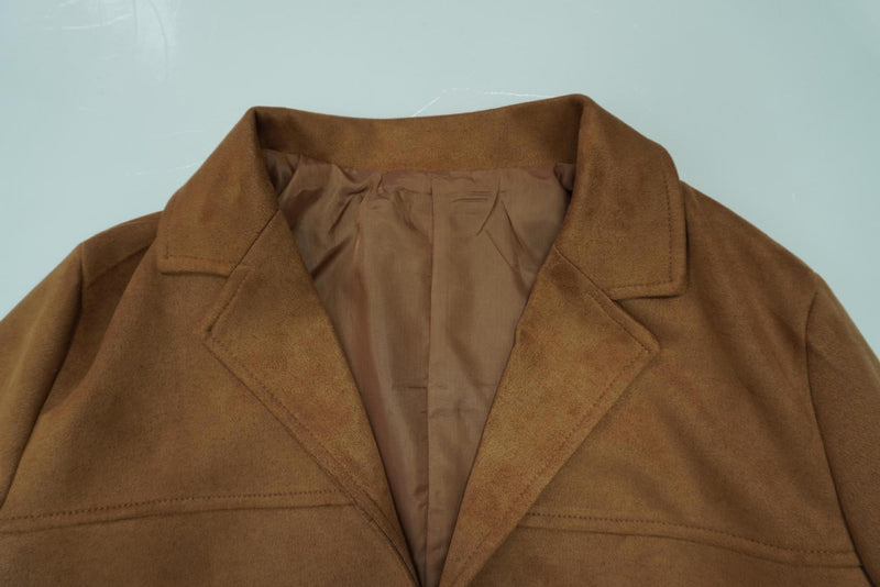 Plus Size Retro Loose Pocket Suede Long Sleeve Blazer GHHE 28647