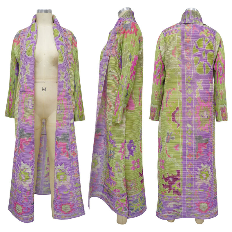 Print Color Block Long Sleeve Cardigan Coat YF 10634