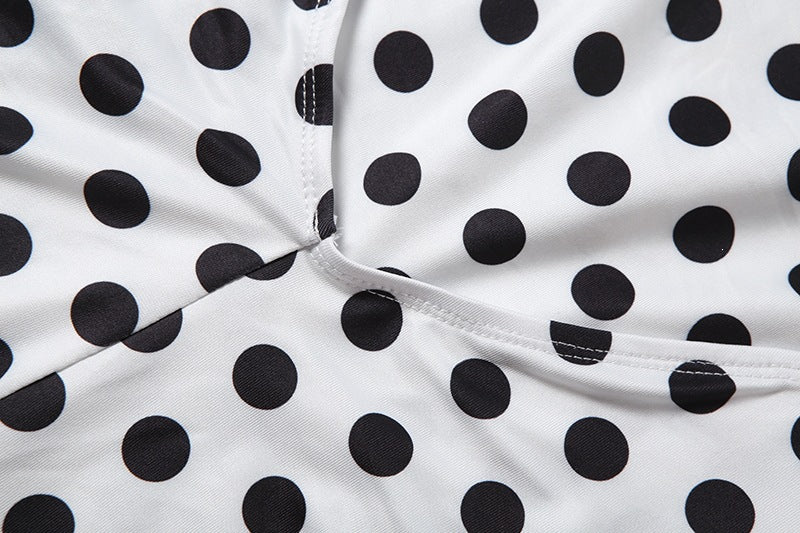 Polka Dots Print Backless Romper XEF K6Q08488A