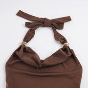 Halterneck Solid Color Tassel Vest GPKJ MR49999