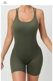 Sling Solid Color Sport Yoga Romper GQSA 71012