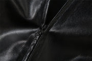 Long Sleeved Hooded Faux Leather Jacket HHMY 5613