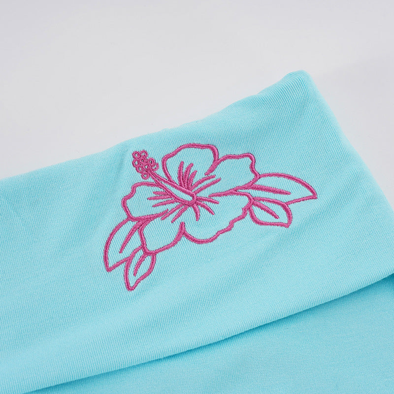 Flower Embroidery Beach Shorts GPKJ MR50614
