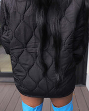 Casual Loose Spliced Knit Drawstring Cotton Coat ZSD 0631