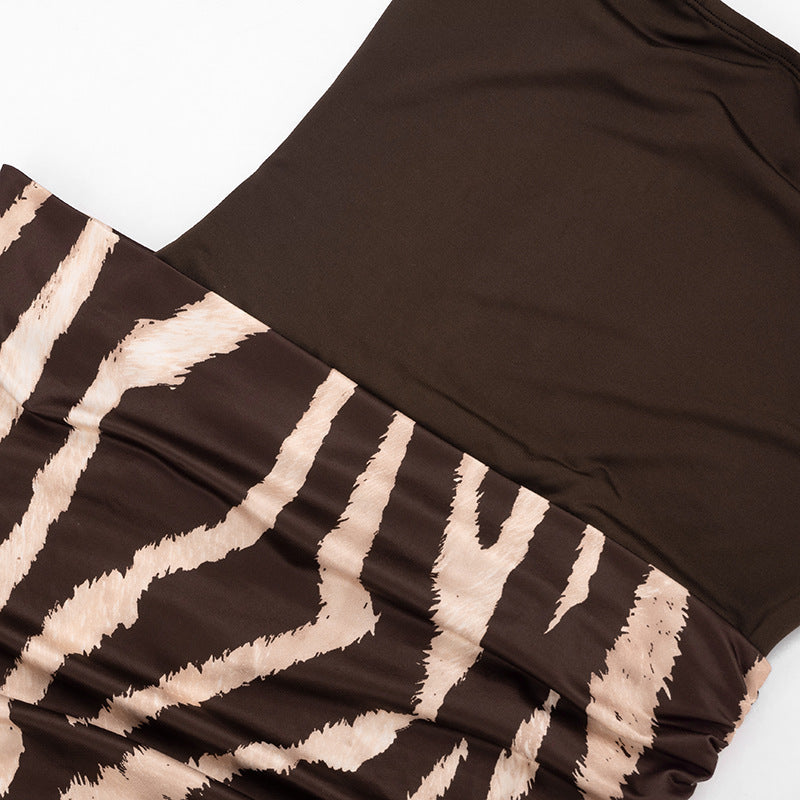 Leopard Print Patchwork Tube Top Dress GSZM C26DS269