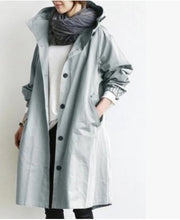 Plus Size Solid Color Long Sleeve Hooded Wind Coat GOFY X2279