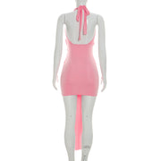 Deep V Neck Halterneck Mini Dress GSZM C26DS181