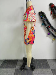 Printed Hollow Out Ruffle Sleeve Romper NY 10786