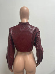 Long Sleeve Leather Short Coats YMEF 57075