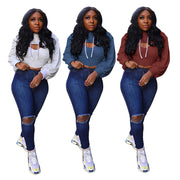 Fashion Sexy Solid Color Hooded Hollow Sweatshirts GLF 8088