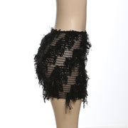 Stripe Tassel Slim Mini Skirts GZJQ K24J49458