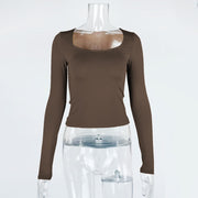 Square Neck Long Sleeve T Shirt GZJF 2590