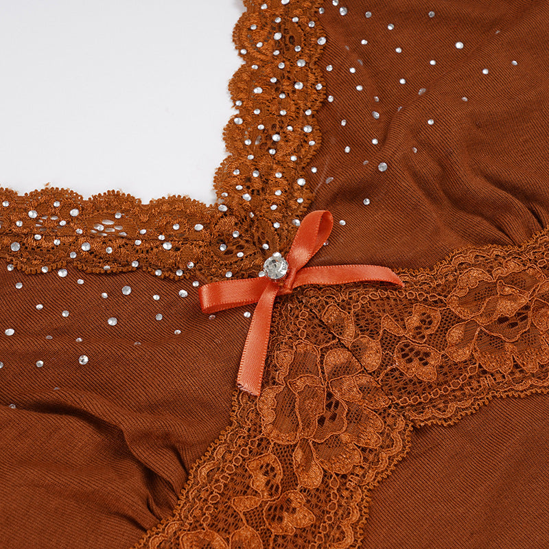 Lace Patchwork Hot Drill Sling Vest GPKJ MR48941