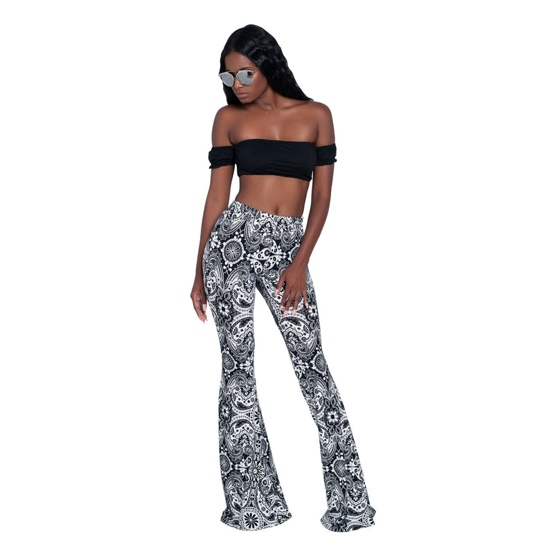 Print Casual Flare Pants GXYF 2192