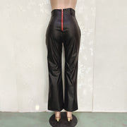 Solid Color Loose Wide Leg Leather Pants BN 313