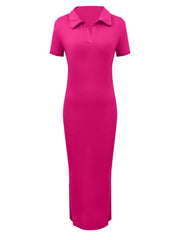 Plus Size Short Sleeve Solid Color Knits Midi Dress ZDF 31705