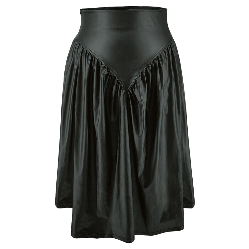 Plius Size PU Leather Half Body Patchwork Skirt GDAM 890