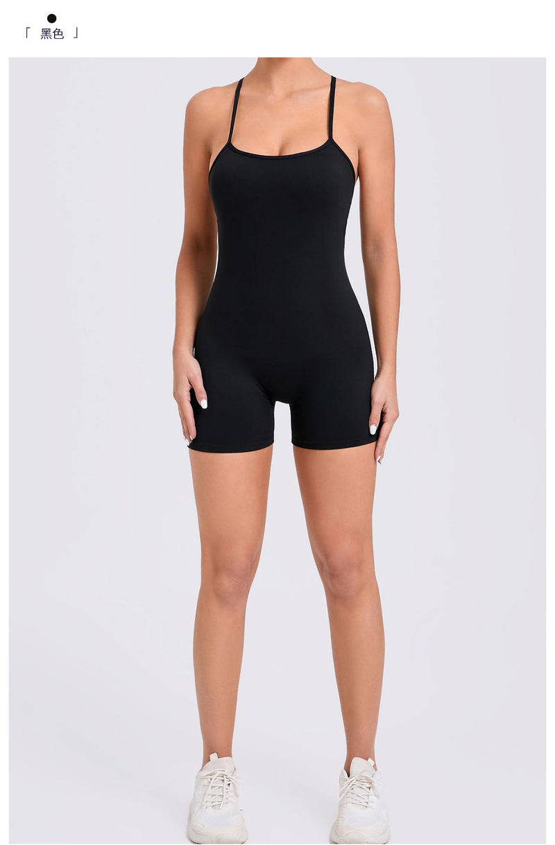 Solid Coloar Backless Yoga Sport Romper GQSA 43014