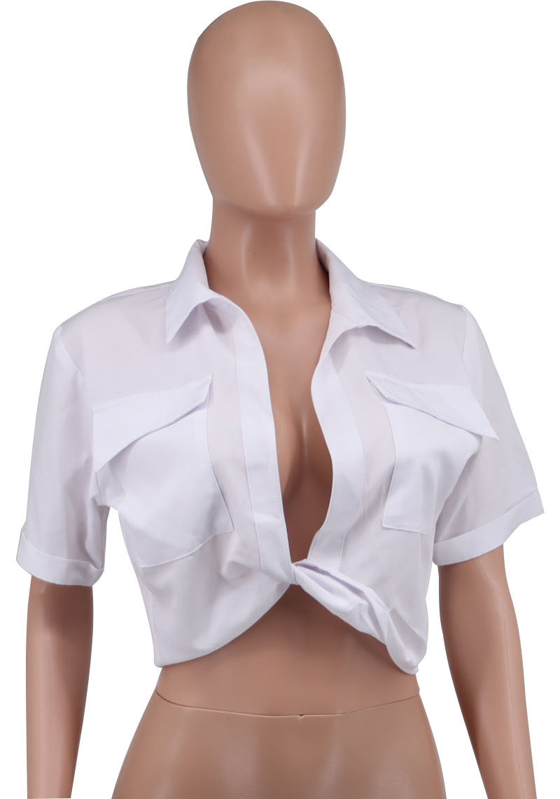 Short Sleeve Solid Color Shirt XHXF 948