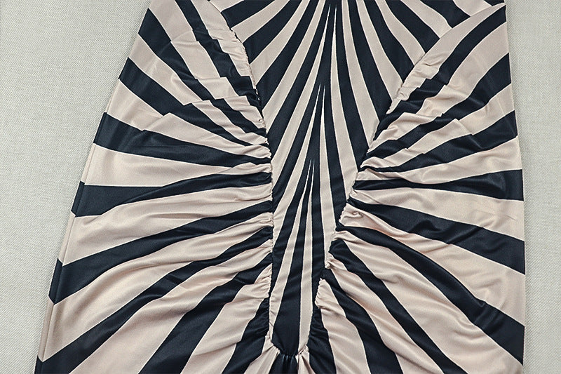 Stripe Print Sleeveless Backless Maxi Dress GJYO JD305667