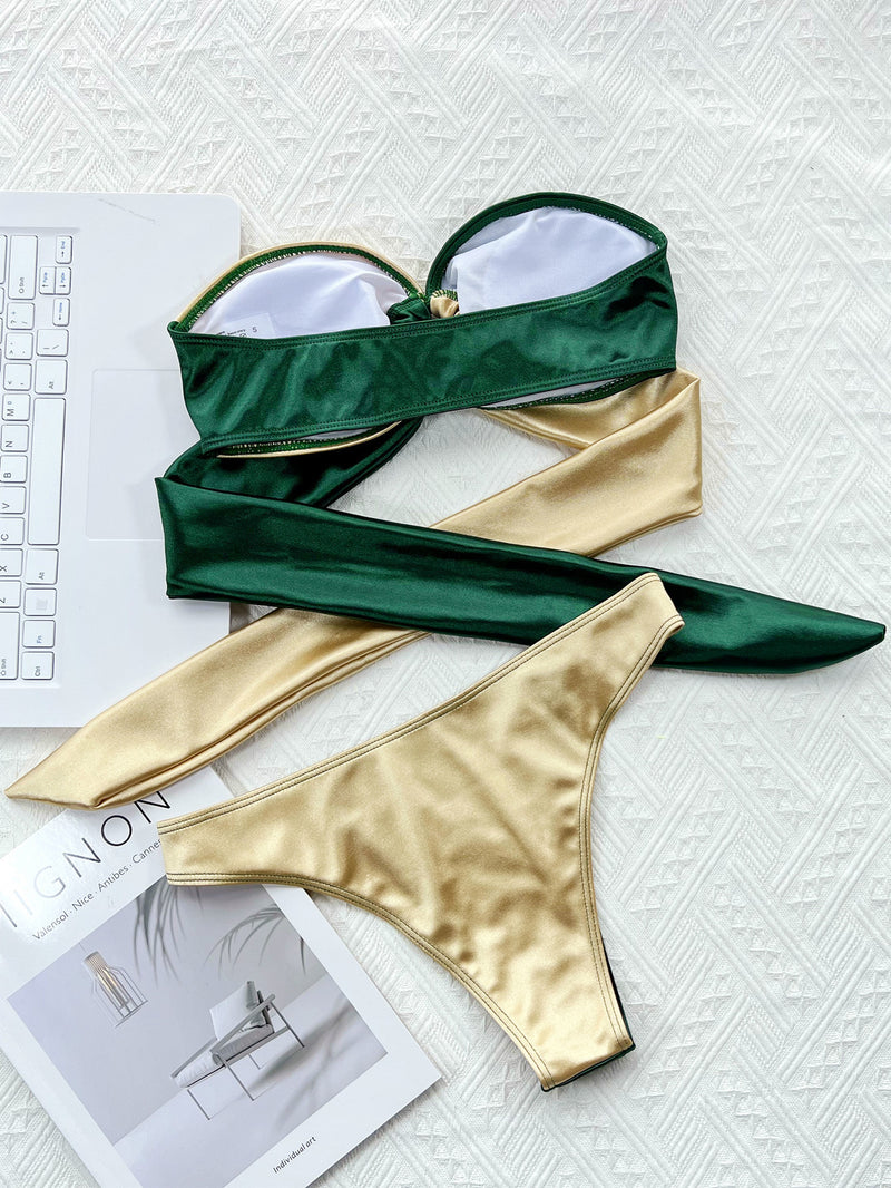 Contrast Color Bikinis 2 Piece Swimsuit CSYZ C567QY
