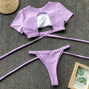 Sexy Beach Sport Short Sleeve Split Swimsuit CSYZ 19123