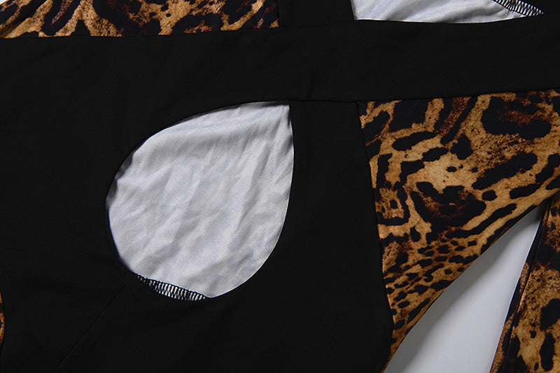 Leopard Print Long Sleeve Maxi Dress DLSF K6D11938A