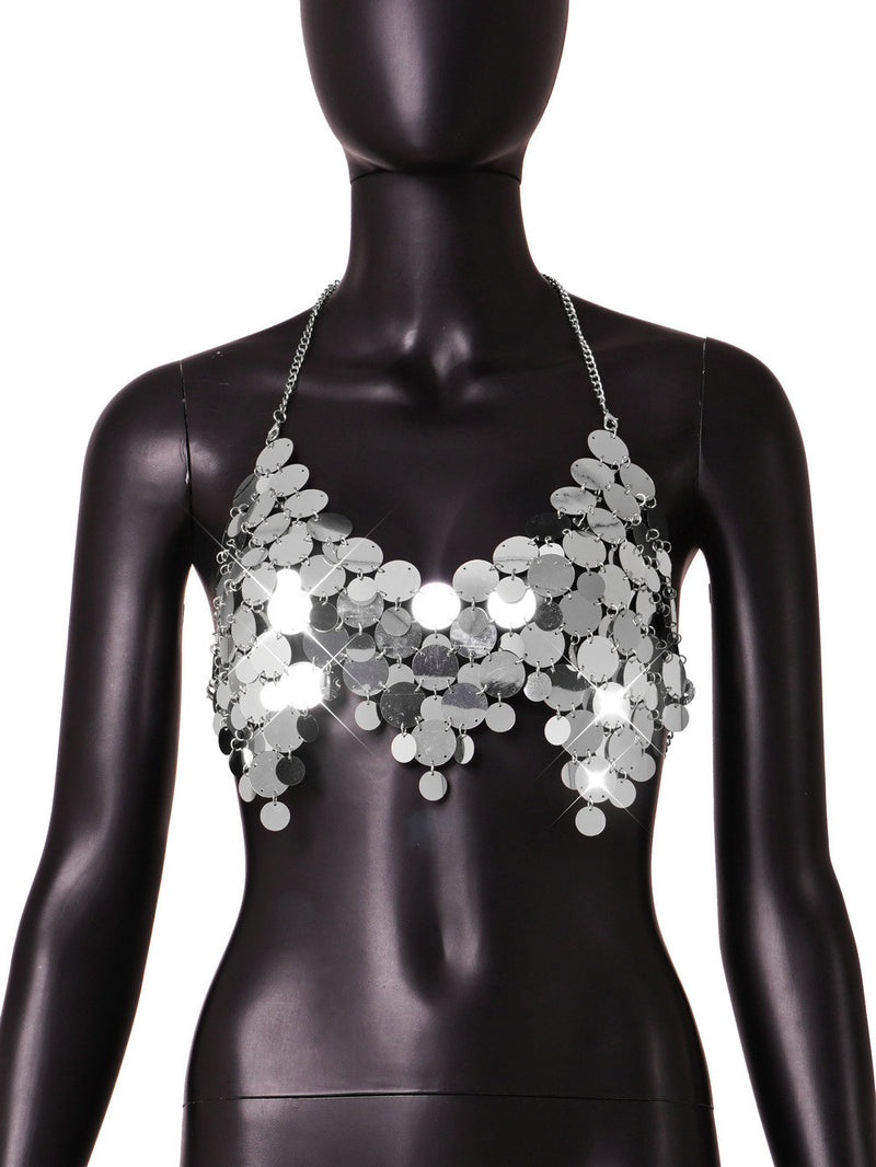 Metal Sequins Backless Chain Tank Top GZYY 20470