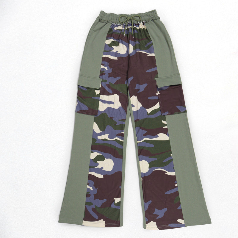 Plus Size Print Contrast Color Wide Leg Pants NY 3375