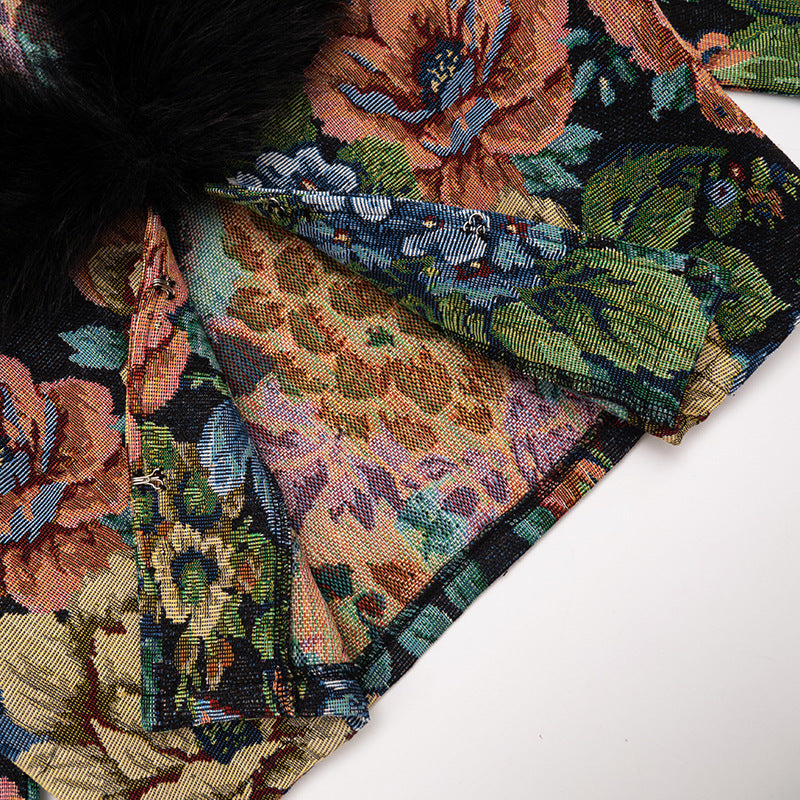 Vintage Floral Jacquard Patchwork Coat GDSF Q26TP222