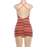 Stripe Print Tight Mini Dress GZJQ K6D10531A