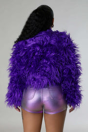 Solid Color Long Sleeve Plush Coat GXHF M81016