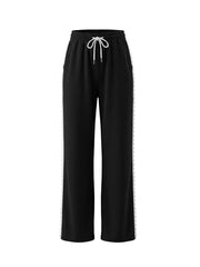 Lace Edge Solid Color Drawstring Sport Pants HNIF YF305