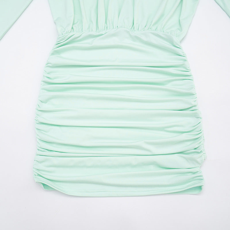Long Sleeve Off Shoulder Chiffon Mini Dress GSZM C26DS334