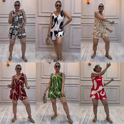 Print Tie Up Loose Romper NY 10869