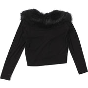 Furzzy Neck Patchwork Solid Color Coat XEF K25C85246