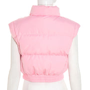 Solid Color Sleeveless Zipper Cotton Vest Jacket GSZM Y25TP352