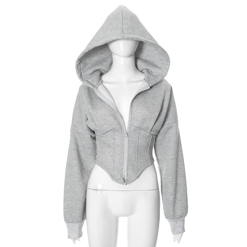 Casual Long Sleeve Zip Up Hooded Coats GSBD G24TP143