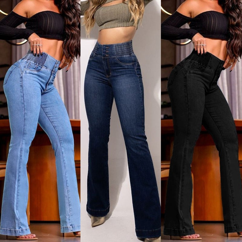 Solid Color High Waist Micro Flare Jeans GSMJ MWFL185