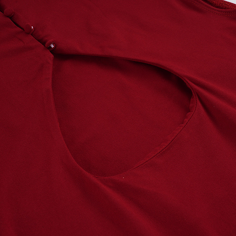 Hollow Out Solid Color Mini Dress GPKJ MR49511