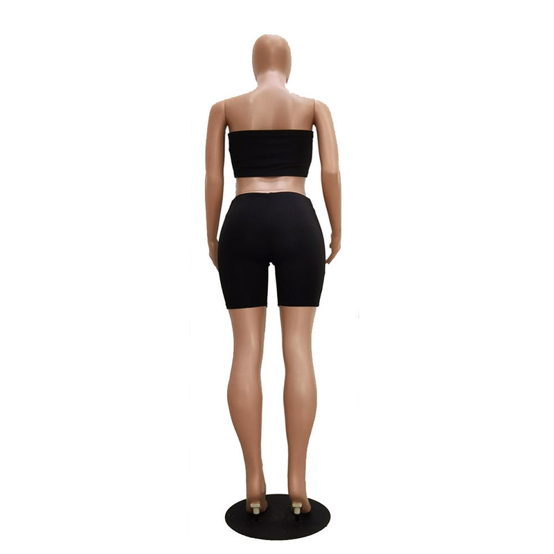 Casual Tube Top Shorts Two Piece Set TR 1028