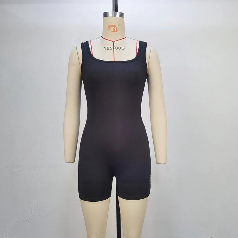 Solid Color Sleeveless Backless Romper GPBY 14469
