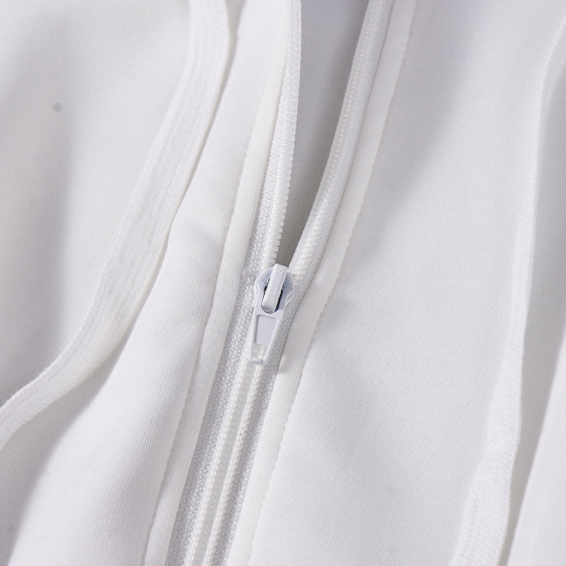 Solid Color Zipper Hooded Sweatshirt Coats GNZD 32694TBY