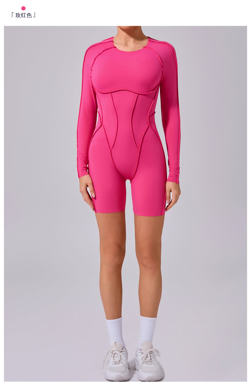 Long Sleeve Patchwork Sport Romper GQSA 24102