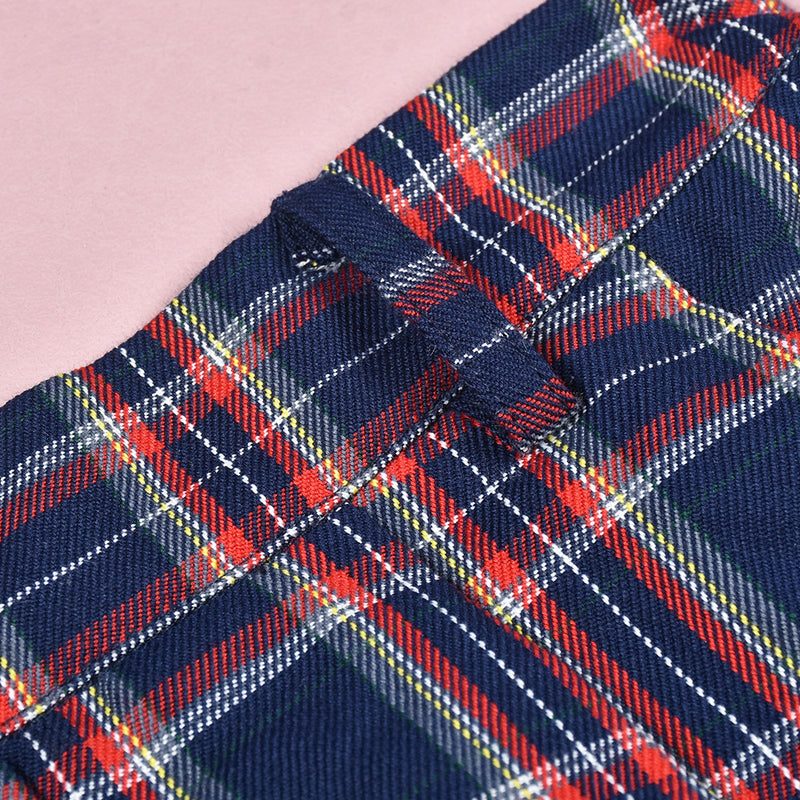 Patchwork Contrast Color Plaid Split Skirt GNZD 7993SG