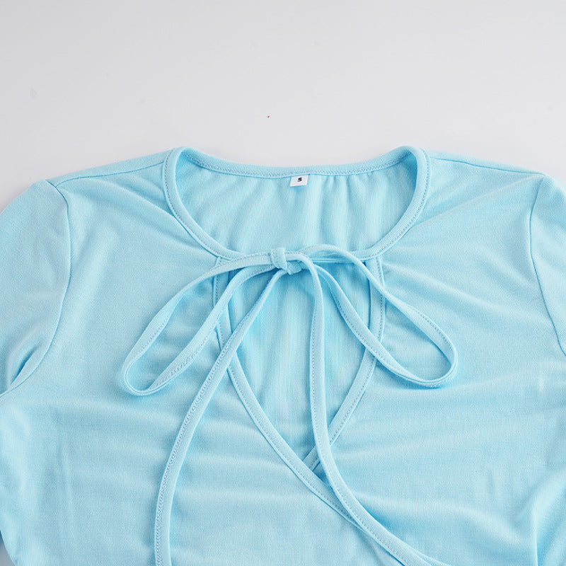 Solid Color V Neck Half Sleeve T Shirt GPKJ MR50838