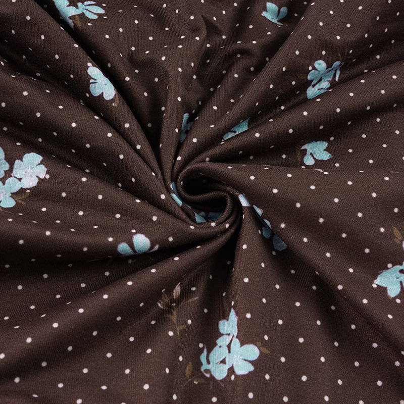 Floral Polka Dot V Neck Mini Dress GPKJ MR49792