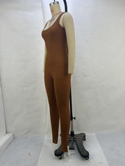 Solid Color Sleeveless Yoga Tight Jumpsuit GPBY 14472