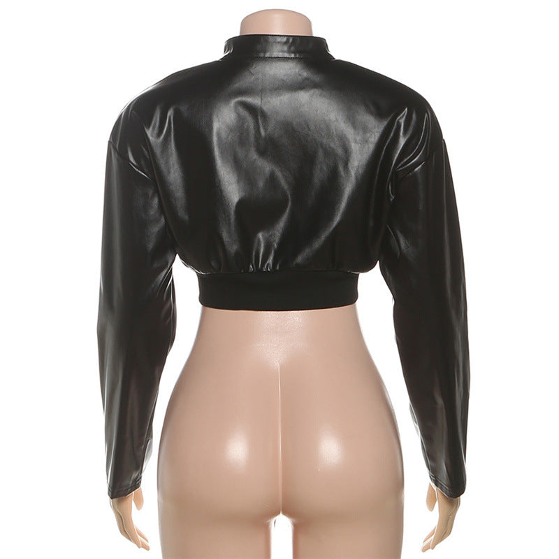 Long Sleeve Zipper Short Coat Print Jackets XEF K25C80355